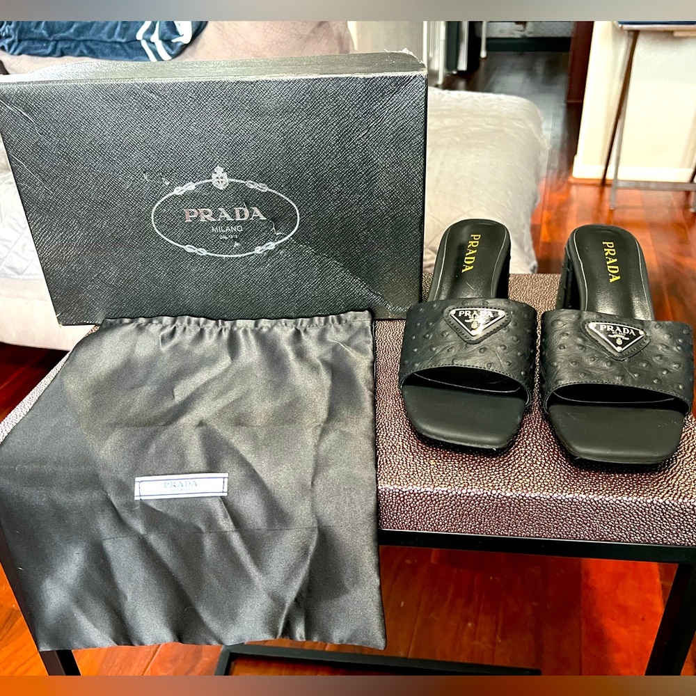 Prada womens sandals- size 10- block heel, color black